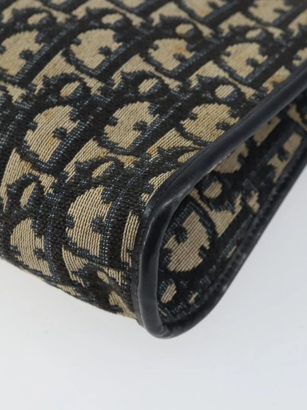 Christian Dior Trotter Canvas Shoulder Bag Navy Gold Auth 157344 - Picture 4 of 16